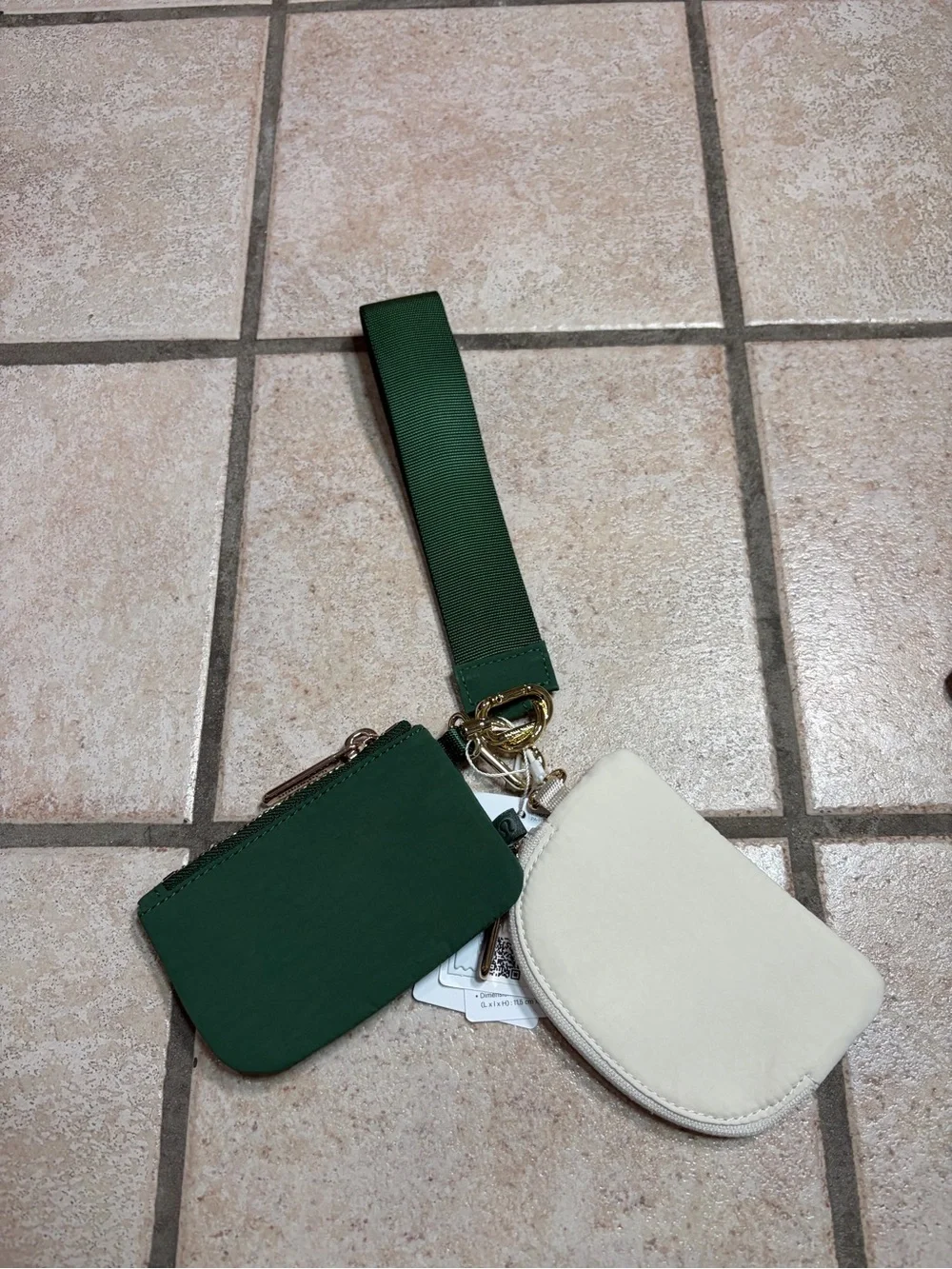 NWT Lululemon Dual Pouch Wristlet *Stack (Ivy Grove/Light Ivory/Gold)